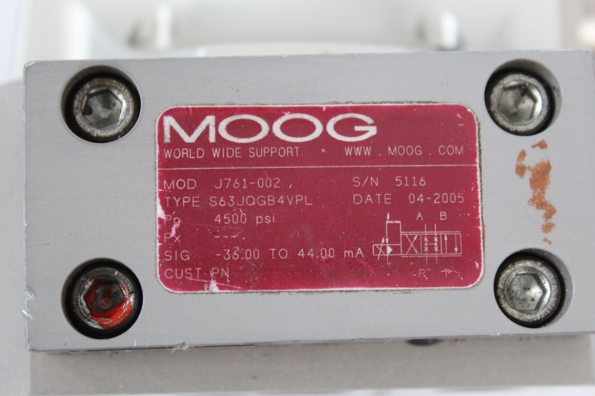 MOOG J761-002 Hydraulic Servo Valve S63JOGB4VPL - Rockss Automation