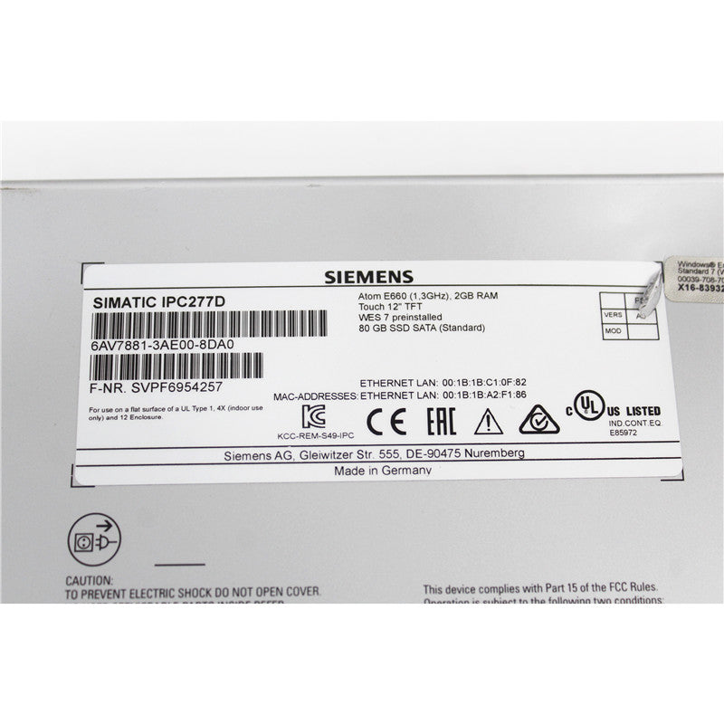 Siemens 6AV7881-3AE00-8DA0 Simatic HMI IPC277D Touch Screen - Rockss Automation