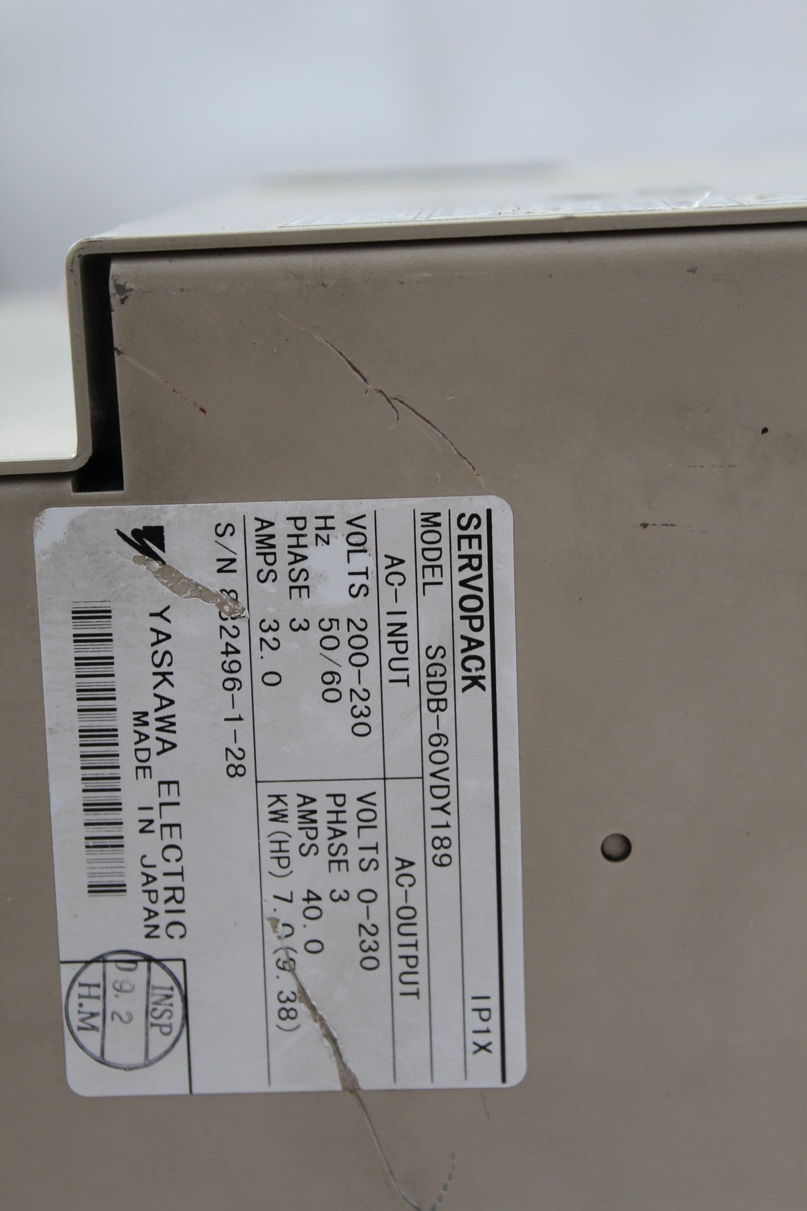 YASKAWA SGDB-60VDY189 Inverter Input 200-230V - Rockss Automation