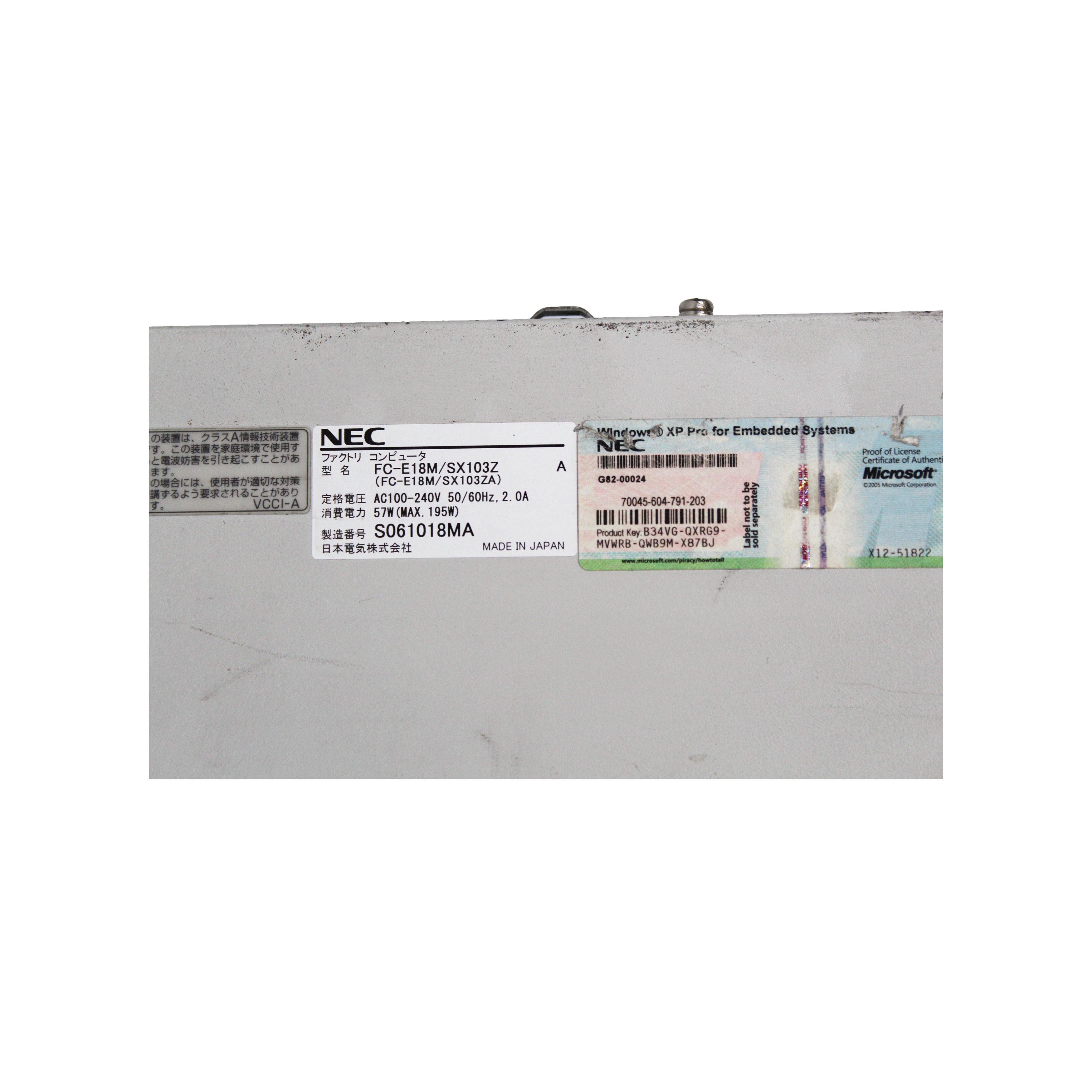 NEC Industrial Computer FC-E18M/SX103Z(FC-E18M/SX103ZA) Used In Good Condition - Rockss Automation