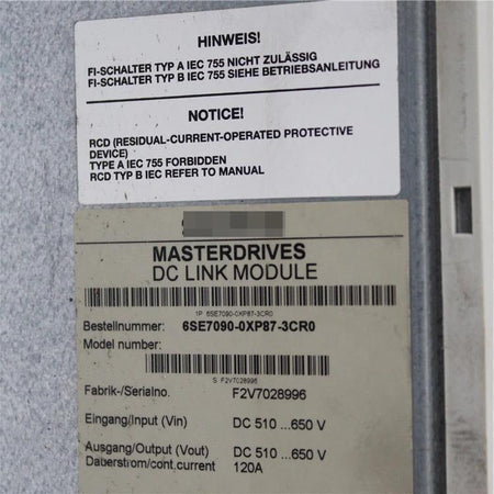 SIEMENS 6SE7090-0XP87-3CR0 Motion Control DC Link Module - Rockss Automation