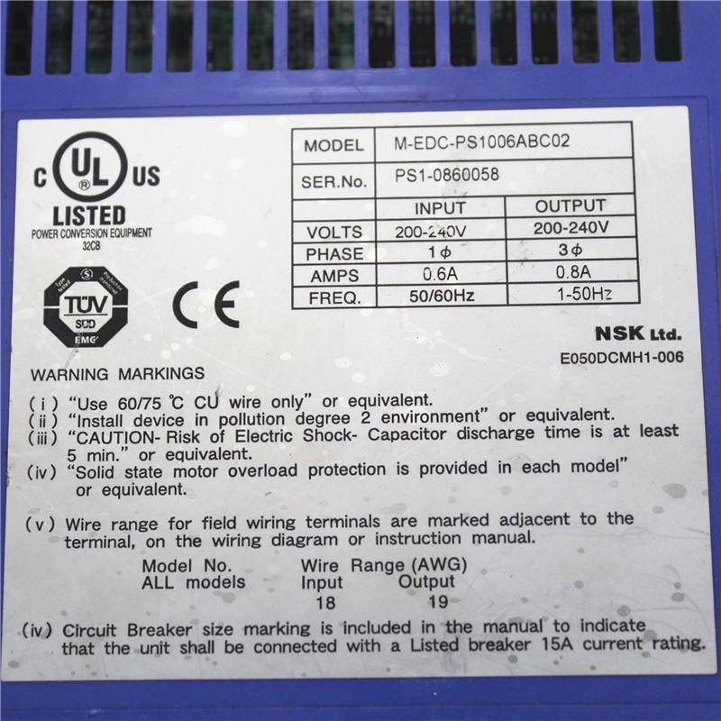 Used NSK Servo Driver M-EDC-PS1006ABC02 EDC-PS1006ABC02-A - Rockss Automation