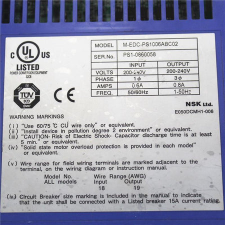 Used NSK Servo Driver M-EDC-PS1006ABC02 EDC-PS1006ABC02-A - Rockss Automation