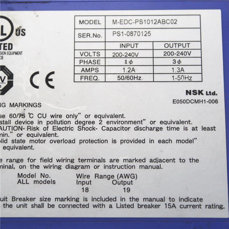 Used NSK Servo Driver M-EDC-PS1012ABC02 EDC-PS1012ABC02-A - Rockss Automation