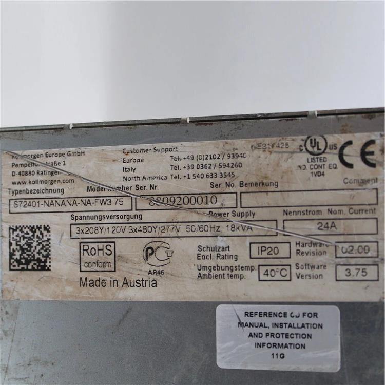 Kollmorgen S72401-NANANA-NA-FW3.75 8809200010 S700 11KW 24A Servo Drive - Rockss Automation