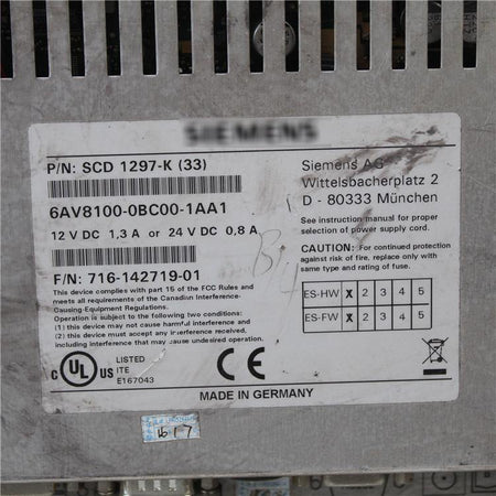 SIEMENS 6AV8100-0BC00-1AA1 SCD 1297-K（33）Touch Panel - Rockss Automation