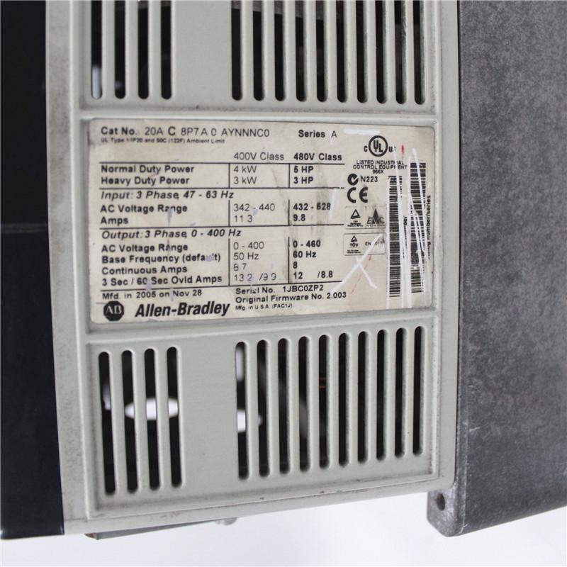 Used Allen Bradley PowerFlex70 AC Drive, Inverter 20AC8P7A0AYNNNC0 - Rockss Automation