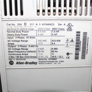 Used Allen Bradley PowerFlex70 AC Drive, Inverter 20AD011A3AYNANC0 - Rockss Automation