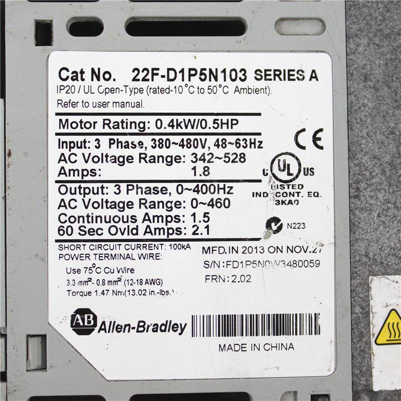 Used Allen Bradley PowerFlex4M AC Drive, Inverter 22F-D1P5N103 - Rockss Automation