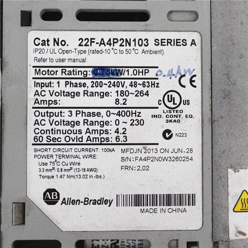 Used Allen Bradley PowerFlex4M AC Drive, 0.4KW Inverter 22F-A4P2N103 - Rockss Automation
