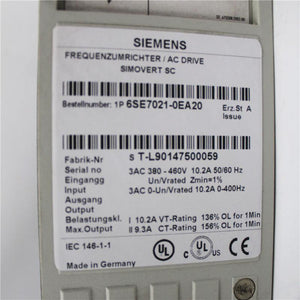 Used Siemens SIMOVERT VC Compact Unit 6SE7021-0EA20 6SE7 021-0EA20 - Rockss Automation