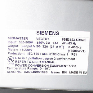 New Original Siemens 3-PH SIMOVERT P MIDI MASTER Unit 18.5kw 6SE3123-5DH40 6SE3 123-5DH40 - Rockss Automation