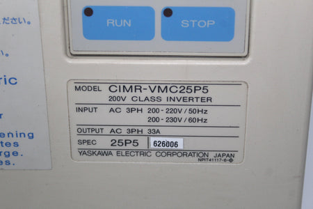 Used Yaskawa AC Spindle Drive / Inverter 5.5kw CIMR-VMC25P5 626VM3C - Rockss Automation
