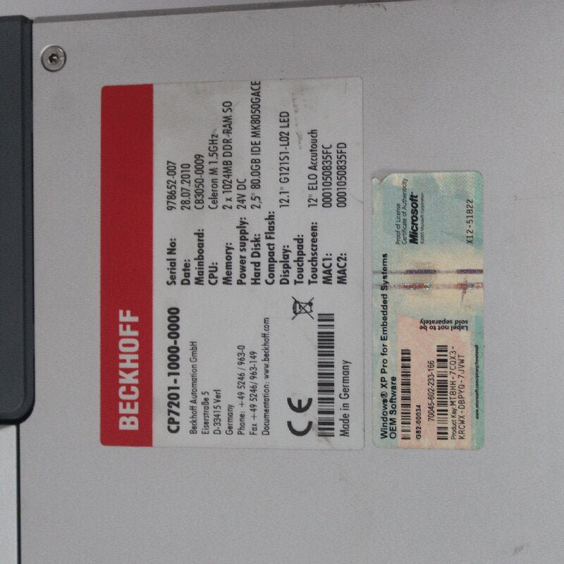 Beckhoff  CP7201-1000-0000 Display Screen Green Box