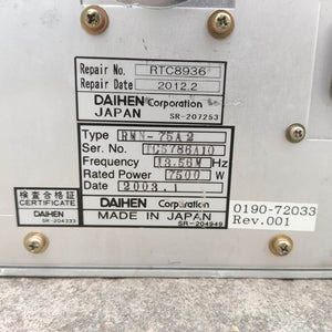 Daihen 0190-72033 Semiconductor RF matcher RMN-75A2