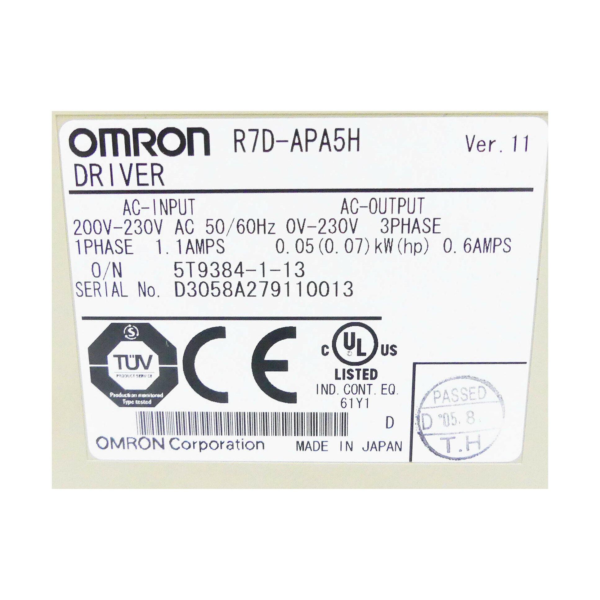 New Original Omron AC Servo Driver 50-70W R7D-APA5H - Rockss Automation